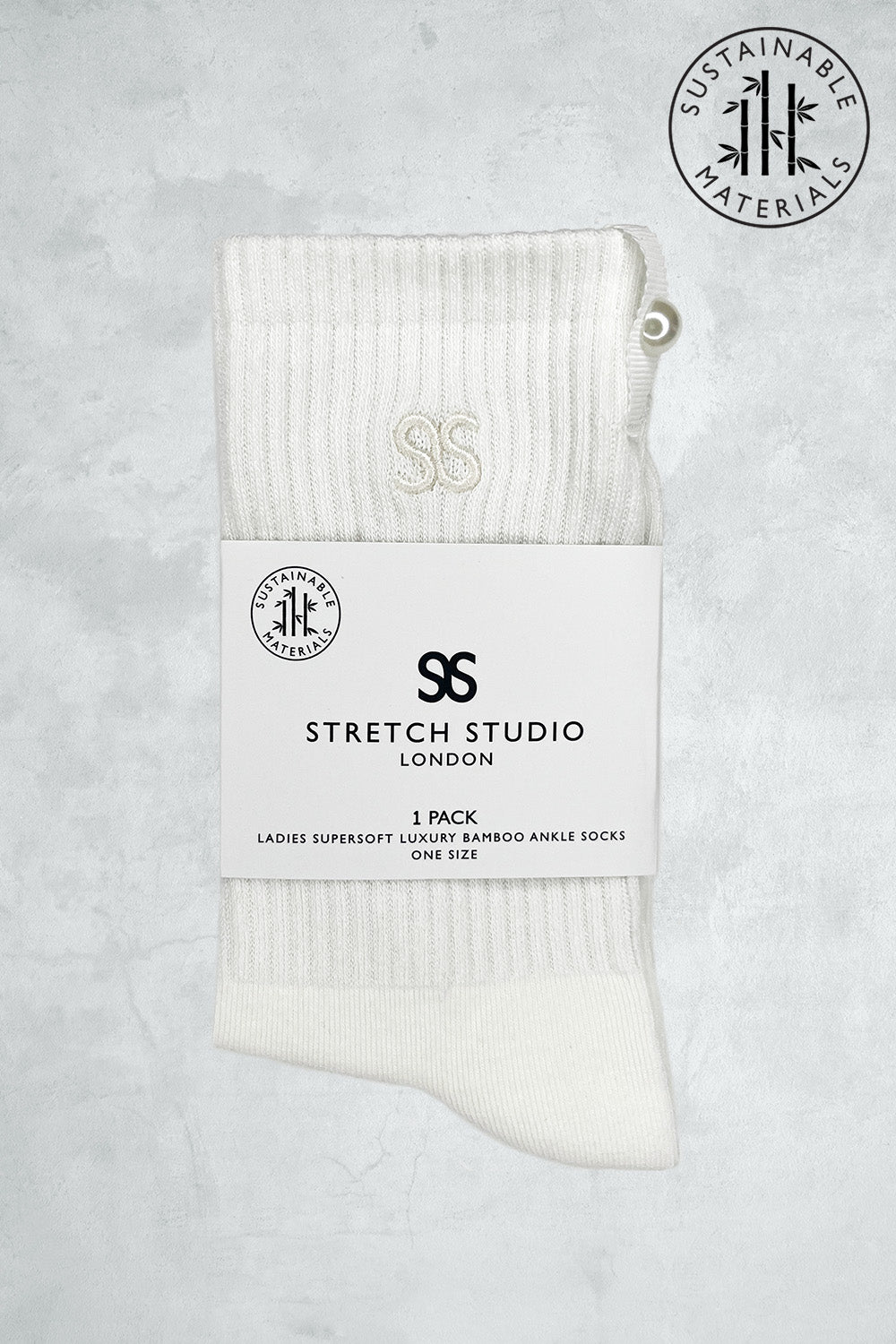 Ladies Supersoft Luxury Pearl Tab Bamboo Ankle Socks with SS Logo Embroidery