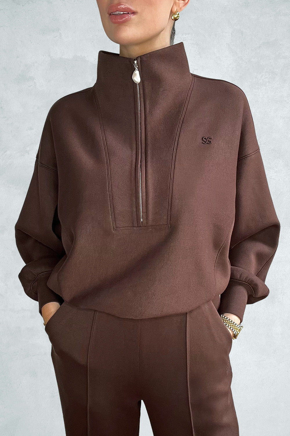 Pembroke - Pearl 1/2 Zip Oversized Sweatshirt